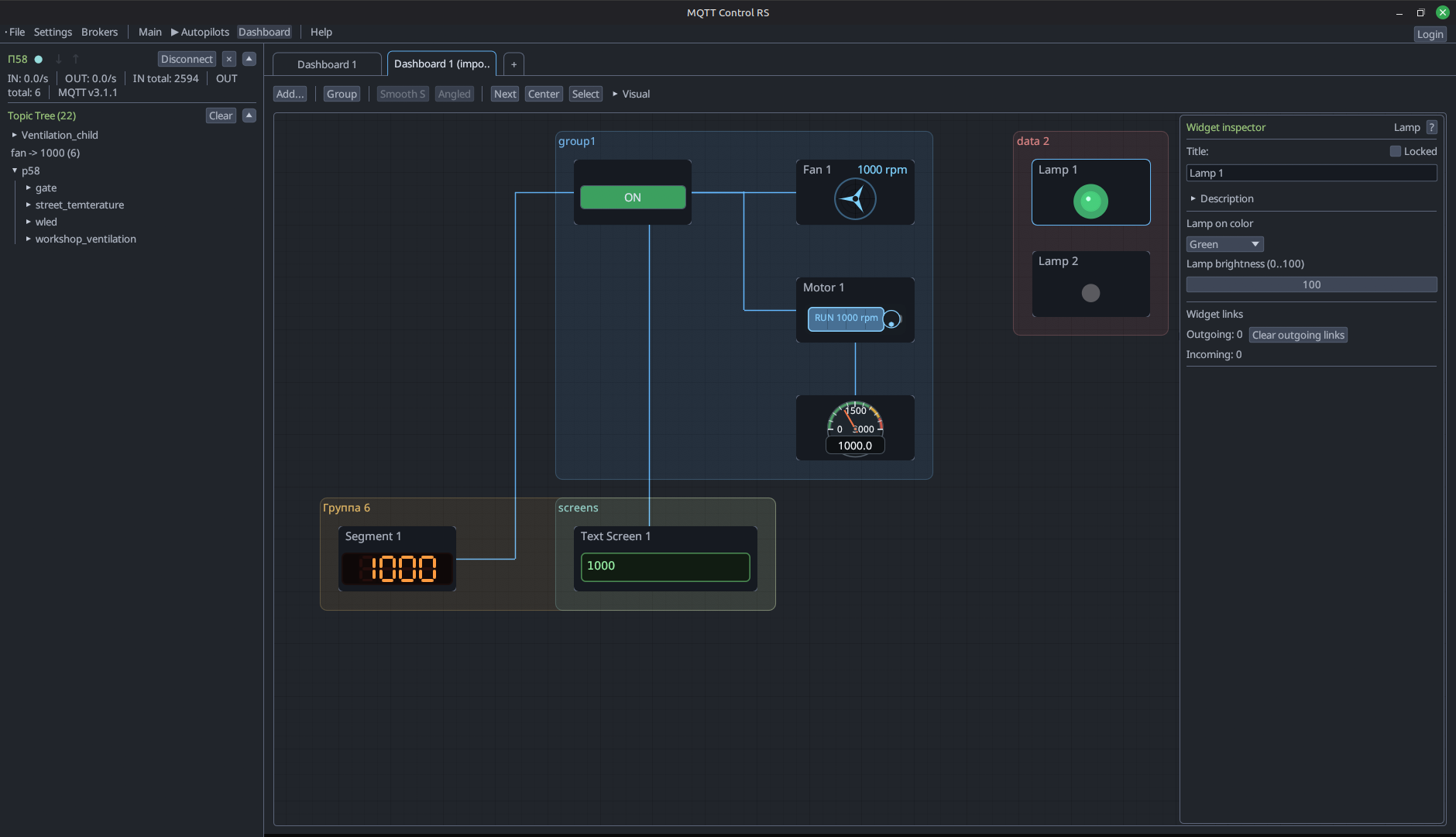 Dashboard / HMI workspace