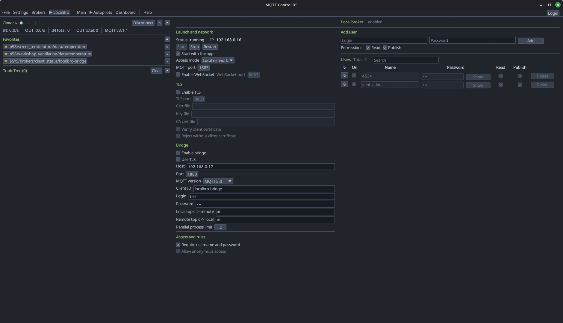 Built-in broker and bridge